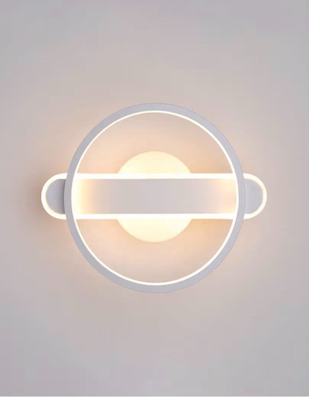 Modern Circular Wall Sconce‎ - White with Warm Light